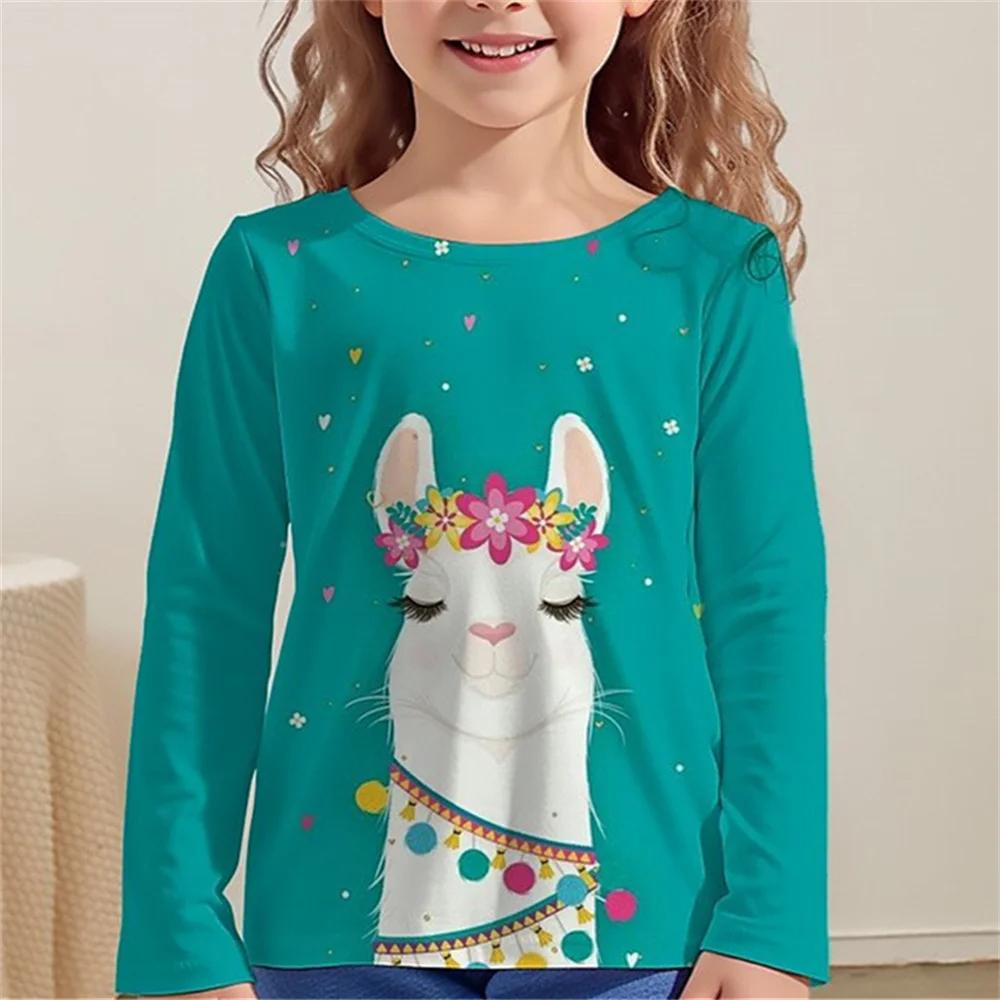 Cute Animal Rabbit 3D Print Long Sleeve T-Shirts Kids Summer Fashion Casual O-Neck Children's Girl T-shirts