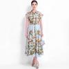 Elegant Floral Print Midi Shirt Dress for Women Summer Cap Sleeve Lapel Button Down Waist Belt A-Line Dress Holiday Outfits