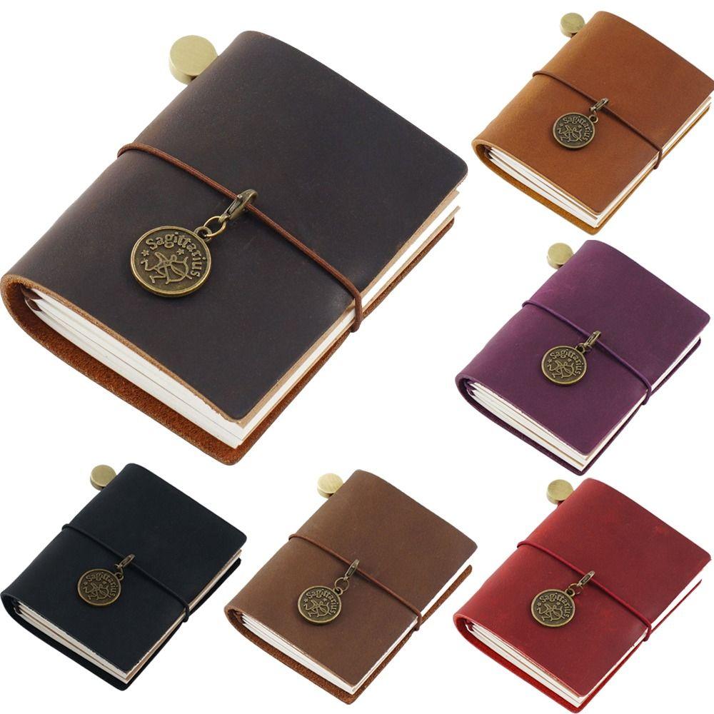 Genuine Leather Traveler's Notebook Mini Size Leather Notebook Gift Loose-leaf Notebook  For Notes