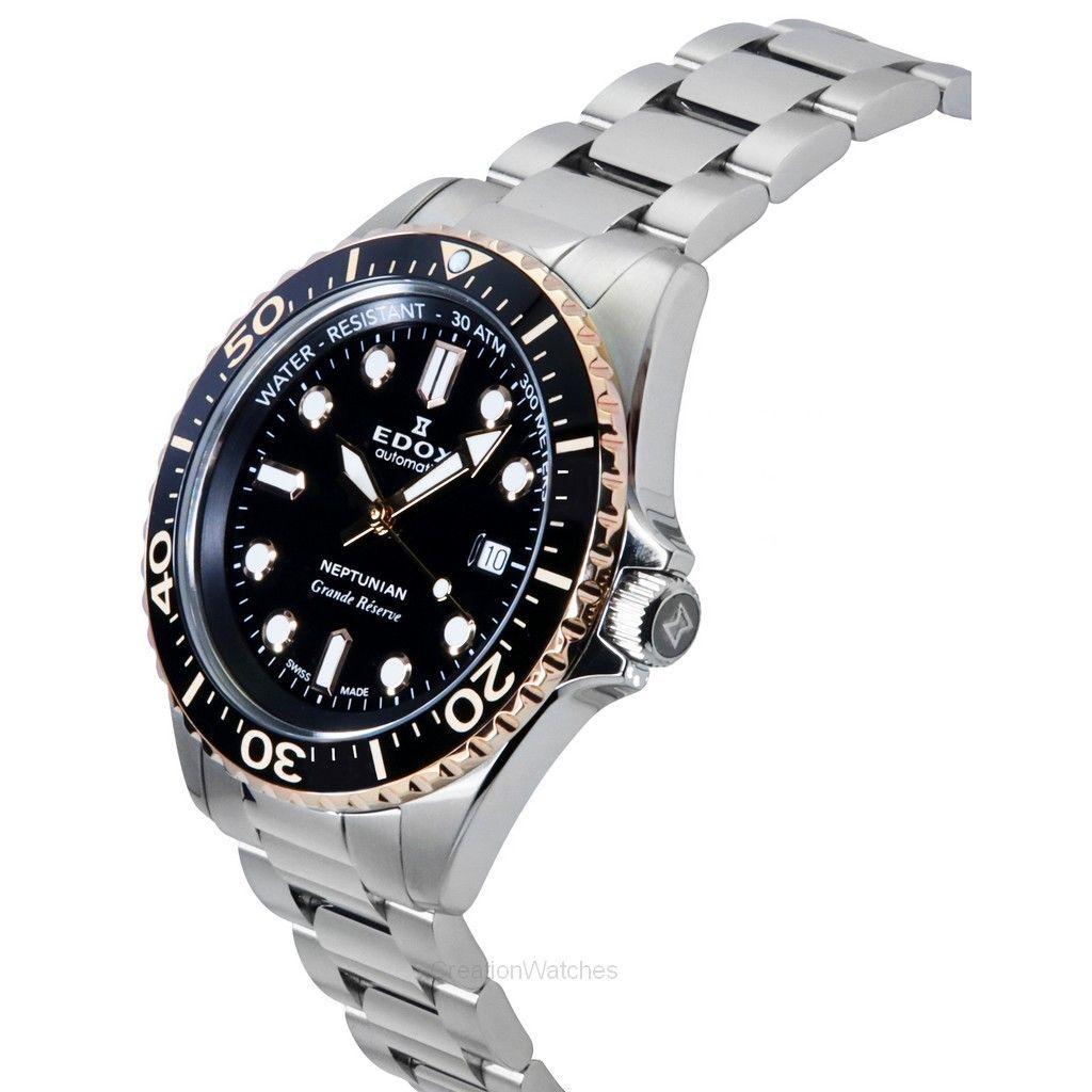 Edox Neptunian Grande Reserve Black Dial Automatic Diver's 80801 3NRM NIR 300M Men's Watch