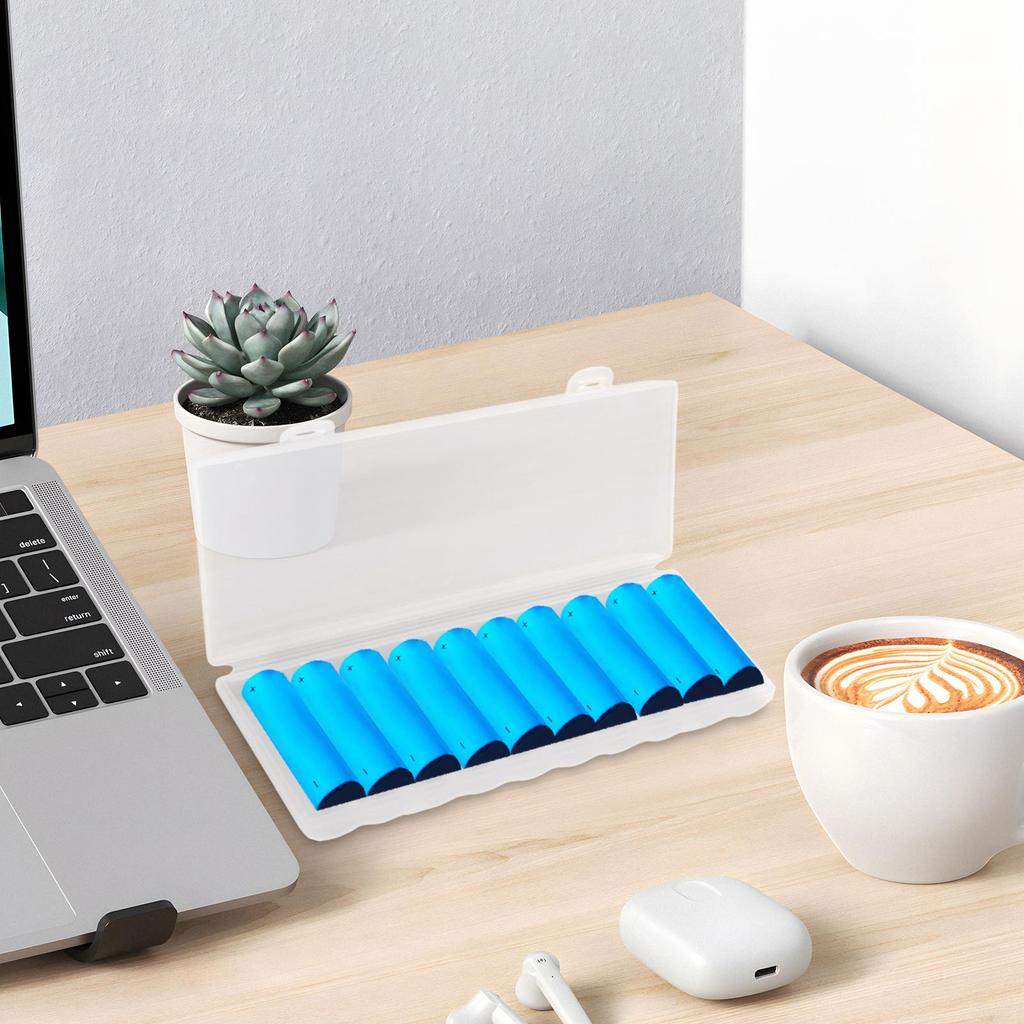 AA/AAA Battery Storage Box Transparent Battery Storage Box Can hold 10 AA Batteries Or 10 AAA Batteries