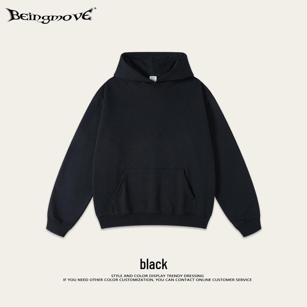 2025 Autumn Men's Basic Heavyweight Terry Cloth Hoodie - Trendy American Brand, Solid Colors, Unisex Design.