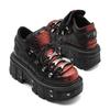 Womens Punk Platform Combat Boots Wine Red Snake Print Chunky Sole High Heel Lace-Up Ankle