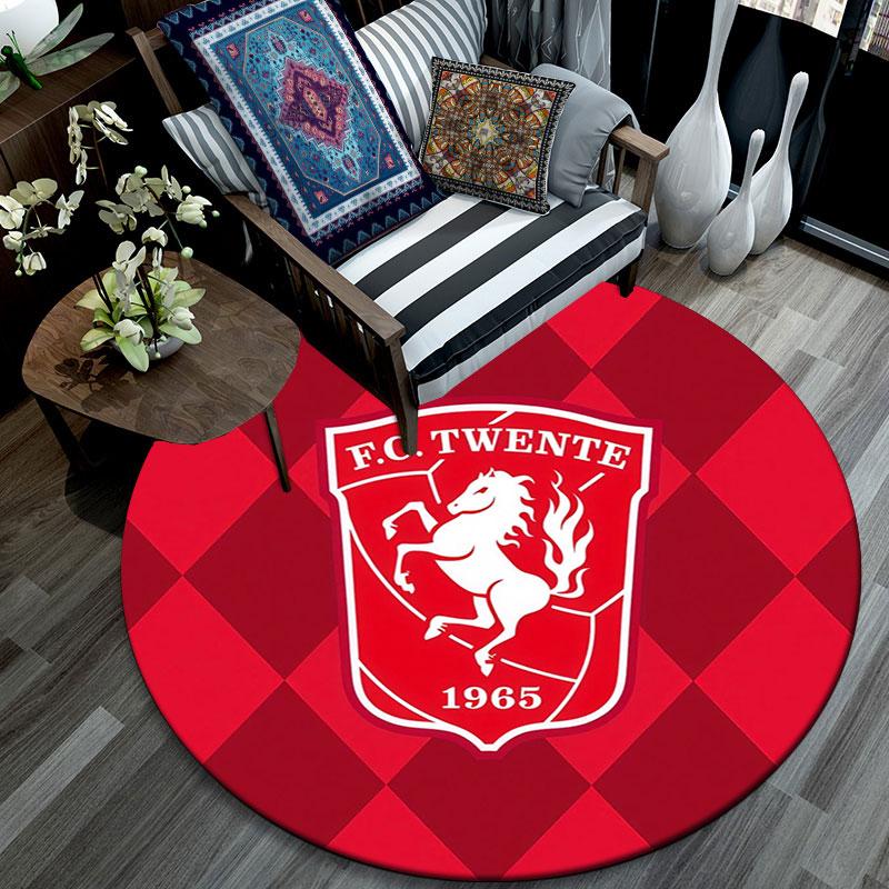 FC Twente Enschede pattern round rug,Carpet Rug for Living Room Bedroom Playroom ,Non-slip Floor Mat,Holiday Gifts and Birthday Gifts.