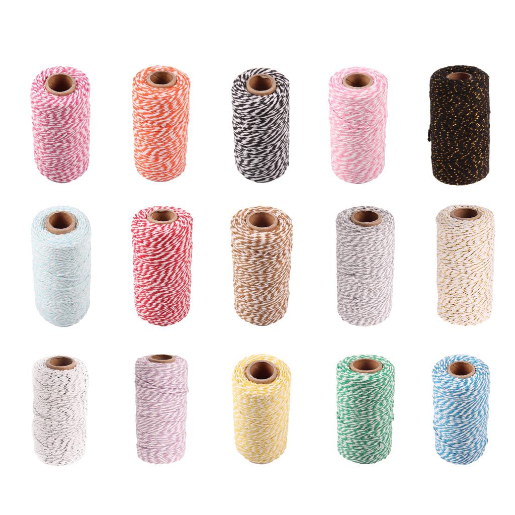 Bakers Twine Cotton Rope Two Tone Jute String for Crafts Christmas Holiday Ribbon Strong Cord for School and Gardening