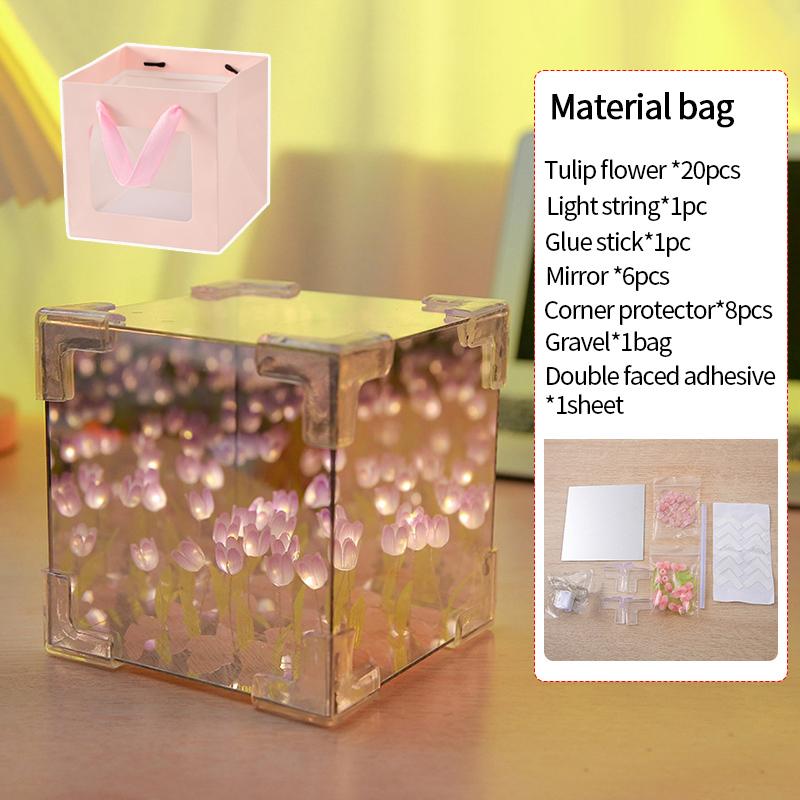 

Сделай сам Ночник в виде цветка тюльпана 3D Ручная работа Атмосферная лампа Набор материалов для поделок Зеркальные цветы-тюльпаны Море цветов Свет Подарок на день рождения 12x12cm