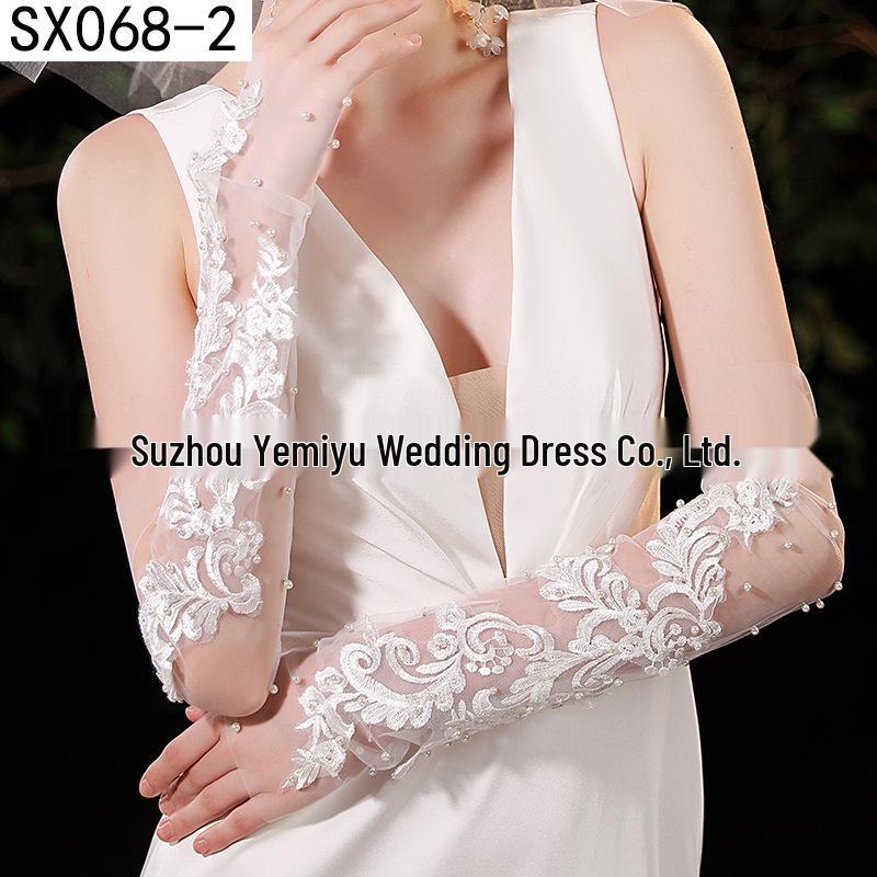 Elegant Pearl Bow Wedding Gloves - French Aesthetic for Bridal Portrait Styling