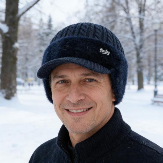 Knitted Hat with Ear Protection Moisture-Wicking Fabric Warm Breathable Design Soft Fleece Lining Sports Hat Winter Cold Weather Gear