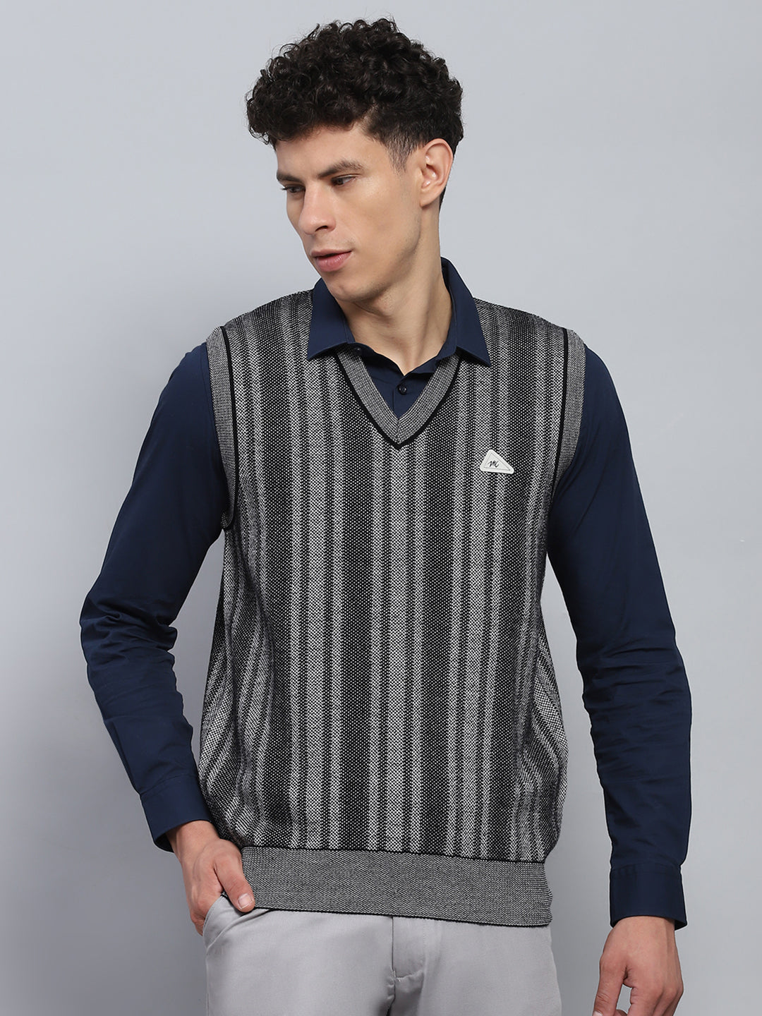 Monte Carlo Mens Regular Fit Self Designed Sweater 3XL серый