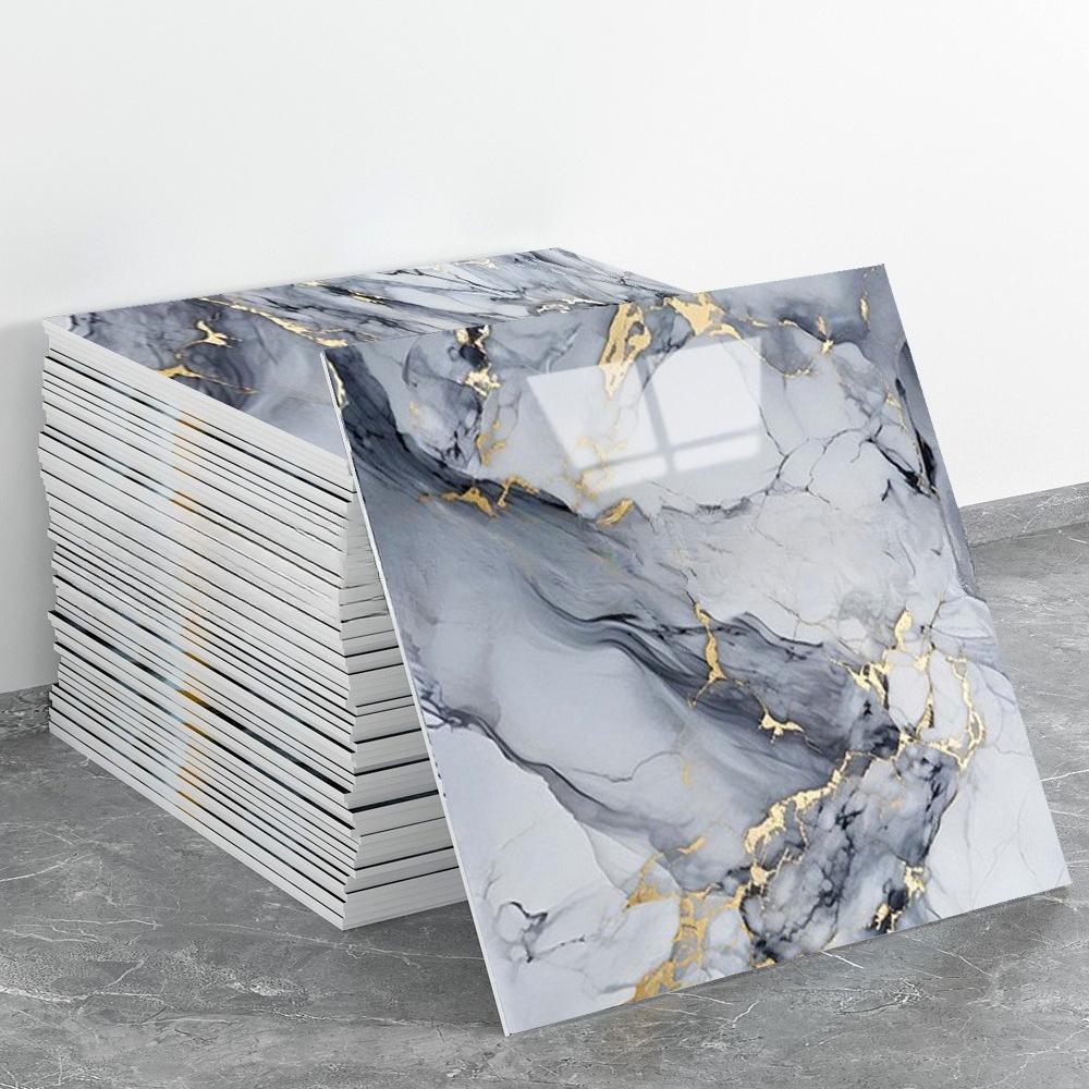 Imitation Self Adhesive Marble Wall Tile Sticker 3D Waterproof Oilproof Wallpaper for Bathroom Backsplash Home Decoration
