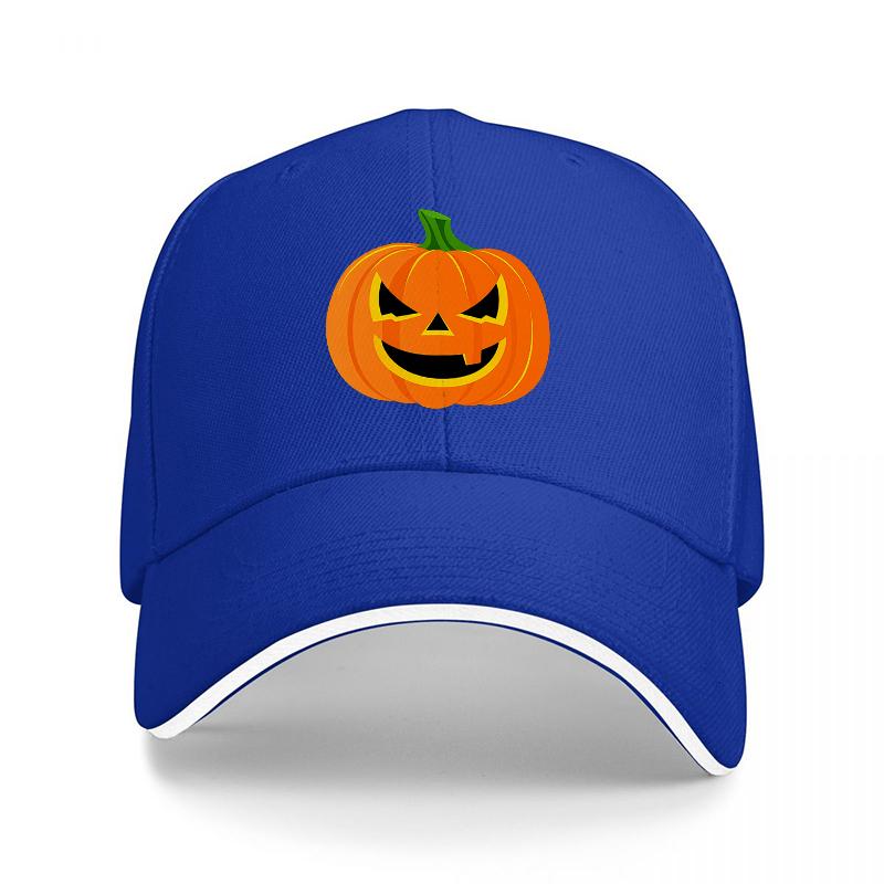 Halloween Pumpkin Jack O Lantern Black Baseball Cap Adjustable Hat for Adults Fun Festival Costume Accessory