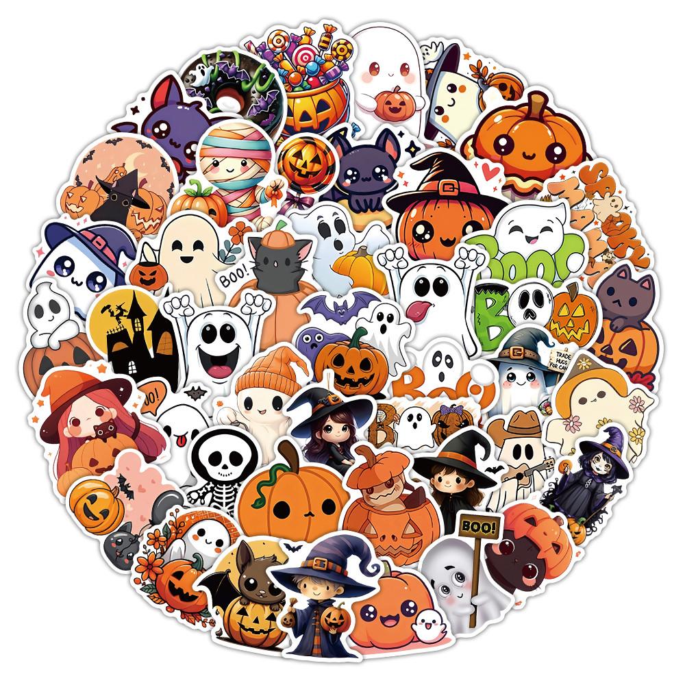 50-Piece Halloween Classic Stickers - Decorative Decals for Notebooks, Phone Cases, Jack-O'-Lanterns & Journals