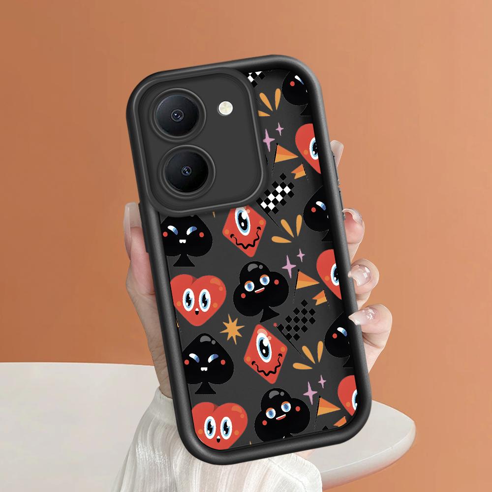 Soft Silicone Square Ladders Cartoon Pattern Full Cover Camera Protection Shockproof Case for iPhone Infinix Tecno Vivo