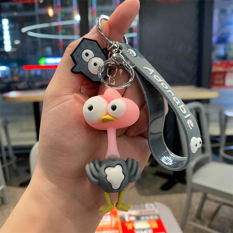 Cute Pop-Eyed Giraffe Keychain - Cartoon Animal Epoxy Bag Pendant