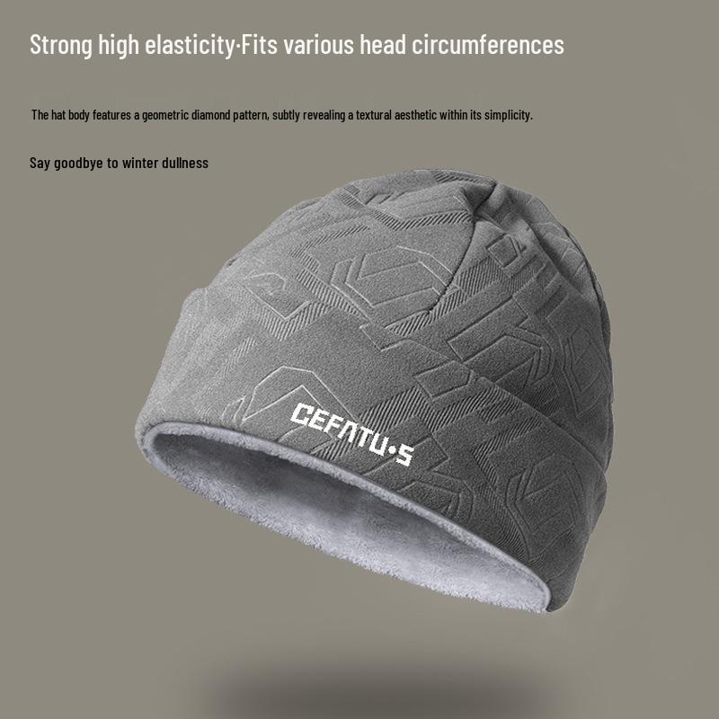 Windproof Velvet-Lined Winter Knitted Beanie with Ear Protection