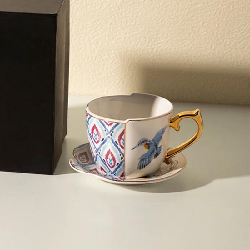 

Ретро керамические кофейные чашки с золотым краем, легкая роскошная ресторанная кофейная чашка для послеобеденного чая, изысканная чайная чашка для вечеринки 270ml