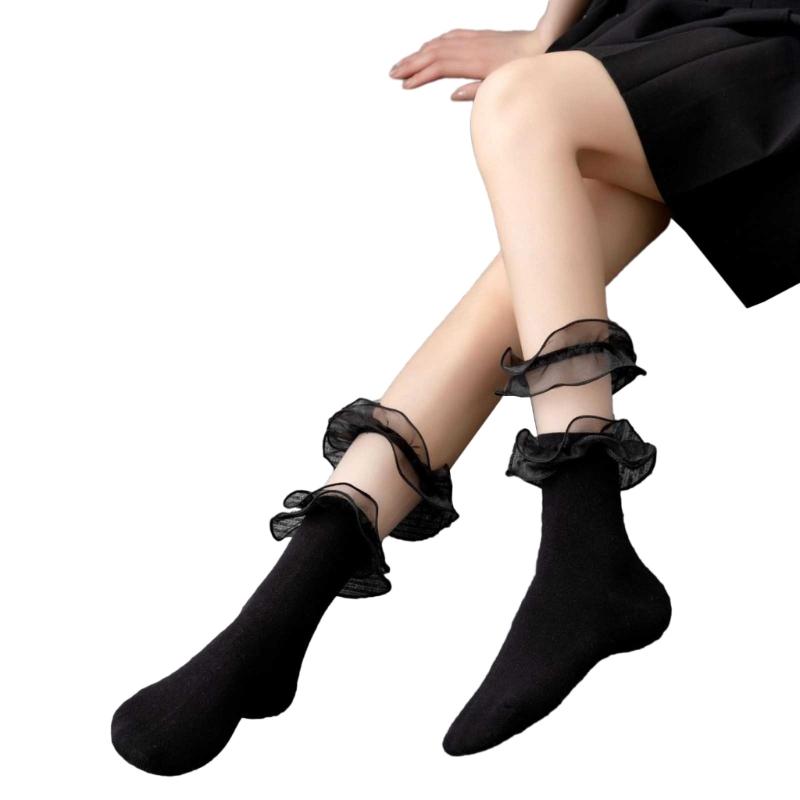 1 Pair Lace Ruffle Style Socks Cute Socks Girls Breathable Cotton Cute Lolitas Socks Sexy Womens Summer Short Thin Socks