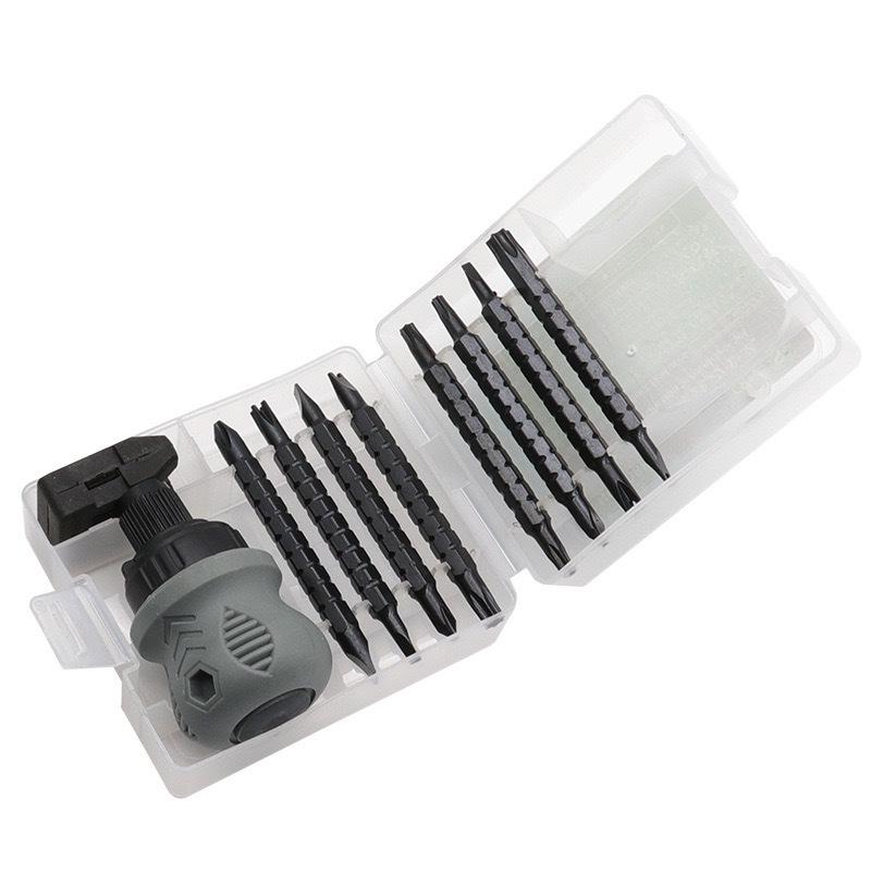Telescopic Ratchet Screwdriver Set with German Irregular Bits