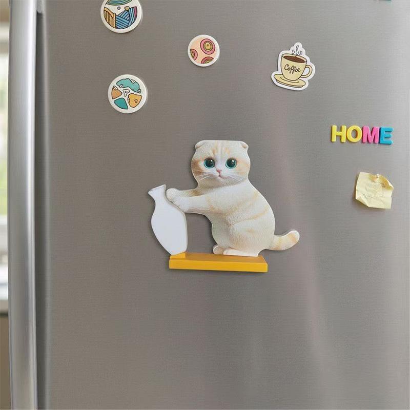Mini Vase Acrylic Cat Whiskers Collection Fridge Magnet Cat Pushing Vase Decor Ornaments Cat Hair Memorial Box Home Office Decor