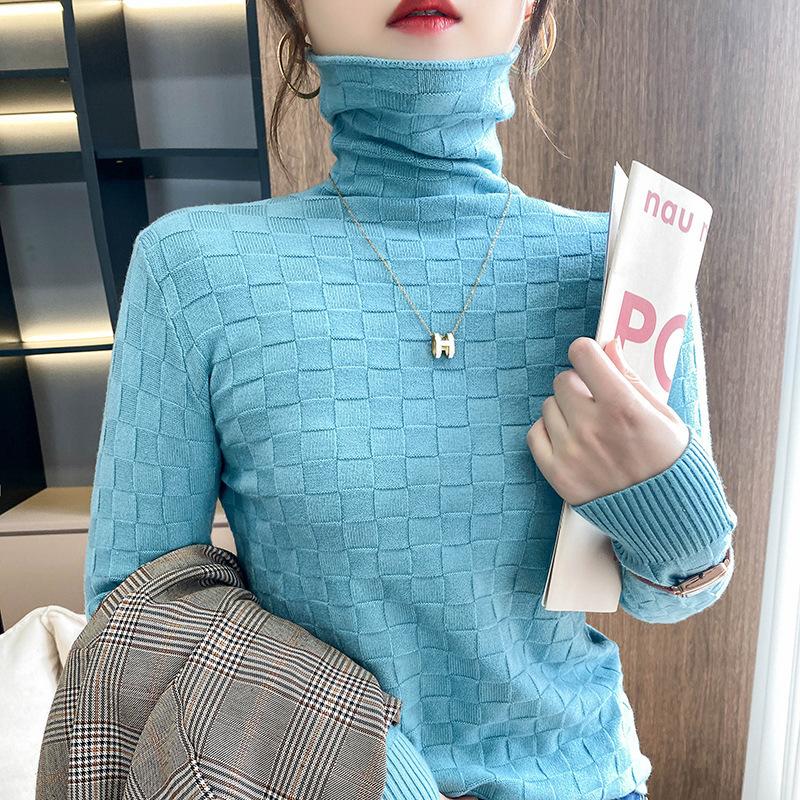 

Жіночі модні повсякденні пуловери з однотонним принтом осінь-зима з довгим рукавом і високим вирізом XL зелений