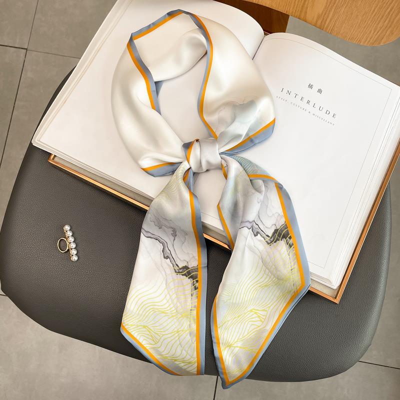 Luxury Long Silk Scarf Female Floarl Print Thin Narrow Scarf Bag Hair Band Ribbon Scarfs Women Neckerchief 15*150cm
