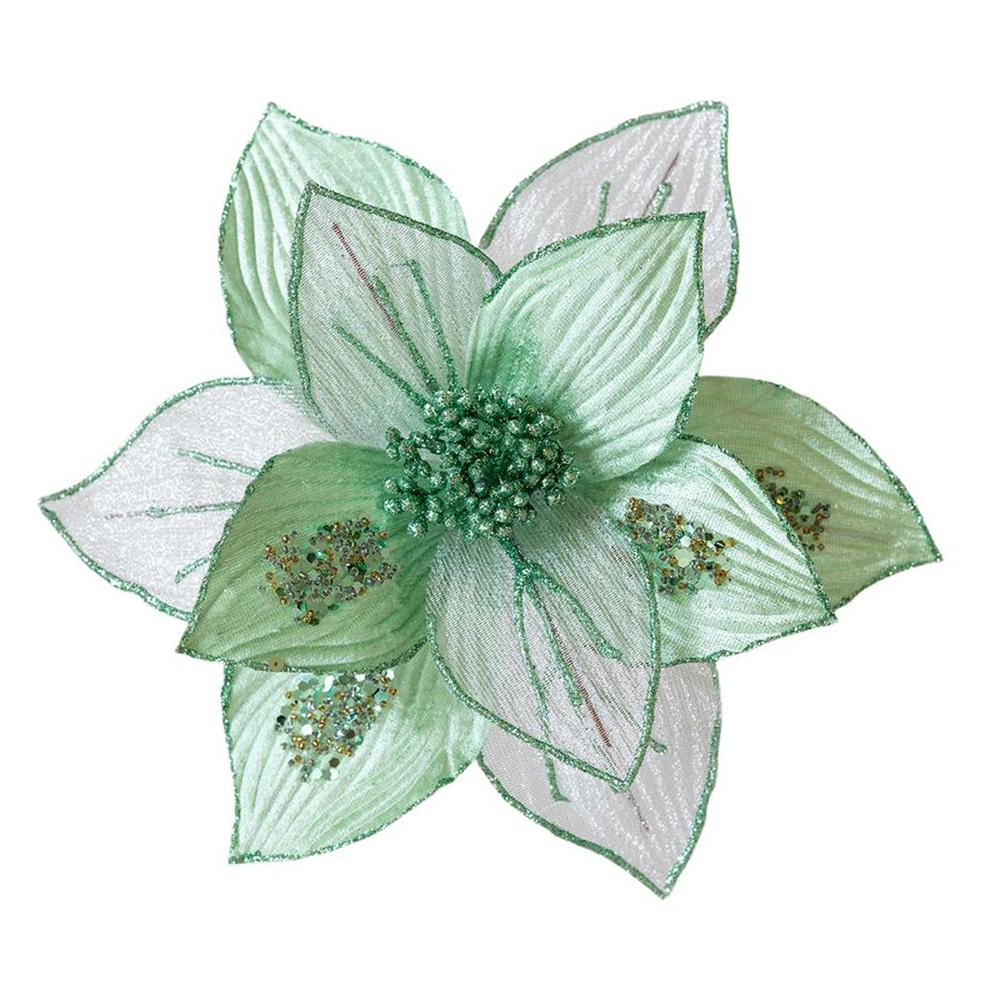 Holiday Decorations 25cm Glitter Sequins Cloth Flowers for Christmas Trees Wreaths Garland Projects and Festive Displays