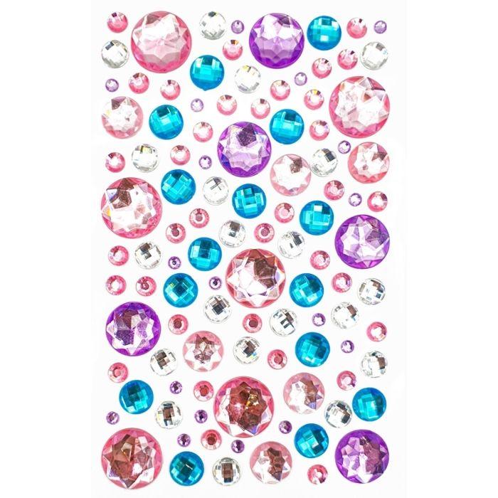 Stickers - Strass adhésifs - Rond - Couleur pastel - 109 unités