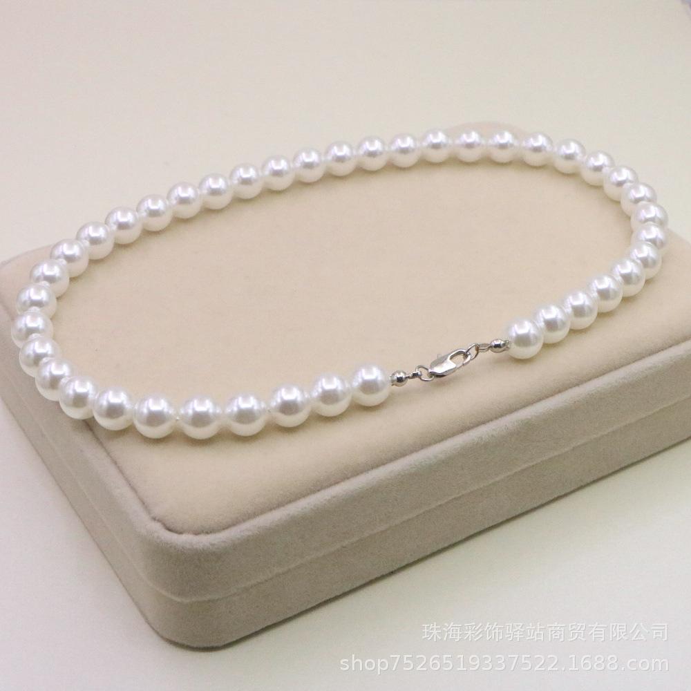 Жемчужное ожерелье Shijia - Элегантное, Простое и Модное для Женщин 8mm, 43cm