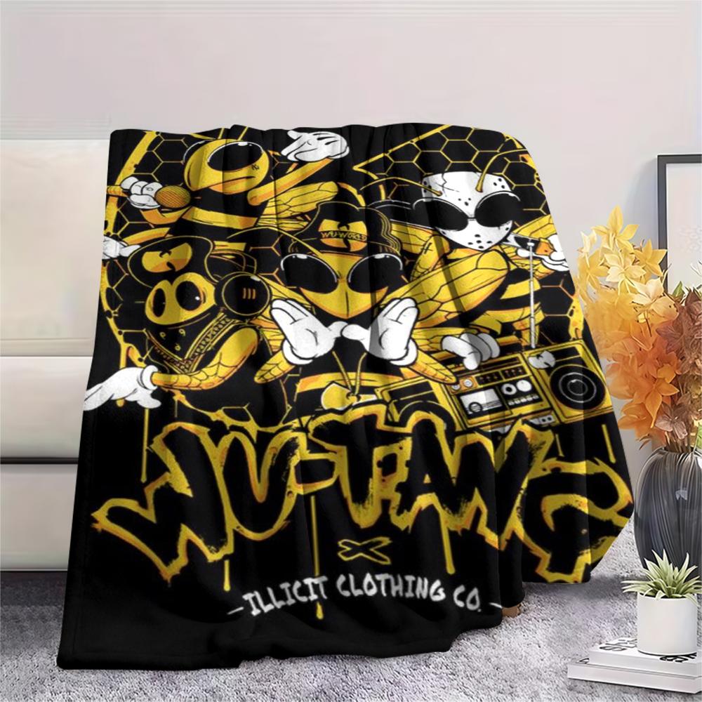 1 Stück WU TANG Aufdruck Flanelldecke, Hohe Qualität, Bequem für Alle Jahreszeiten, Heimdekoration, Wärme und Komfort, Perfekt für Weihnachtsgeschenke102