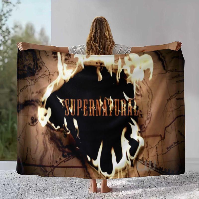 SPN Supernatural Dean Sam TV Flannel Blanket,Ultra Soft Warm Plush Throw for Home Bedroom Bed Sofa Cover Office Camping Picnic