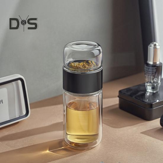 Glass Tea Infuser Double Layer Insulation Tea Maker Leak-proof Portable Travel Tea Cup with Filter Tea Water Separation Tea Bottle Gift for Tea Lovers