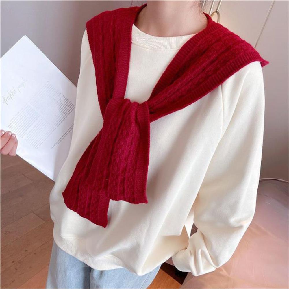 Fashion Knitted Scarves Casual Knit Shawl Wrap Korean Style Hooded Shawl  Autumn Spring