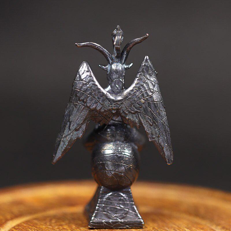 Vintage Metal Devil Model Statue Black Brass Death God Goat Head Figurines Miniatures Desktop Toy Ornament Decoration Collection
