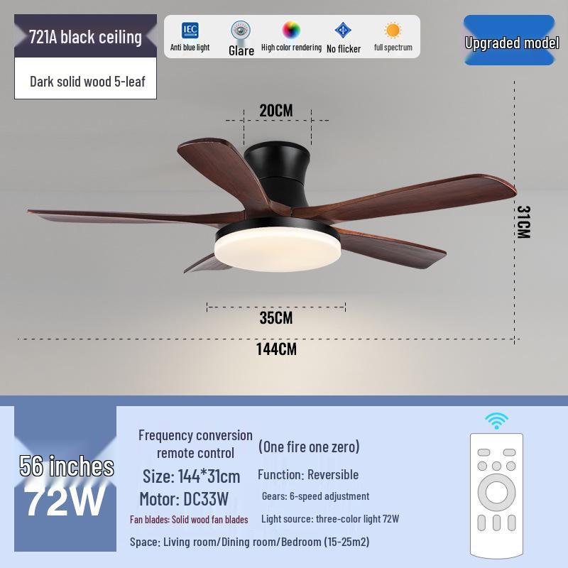 

Американский ретро потолочный вентилятор с подсветкой - Лопасти из массива дерева под старину, Бесшумная работа, Идеально подходит для гостиных