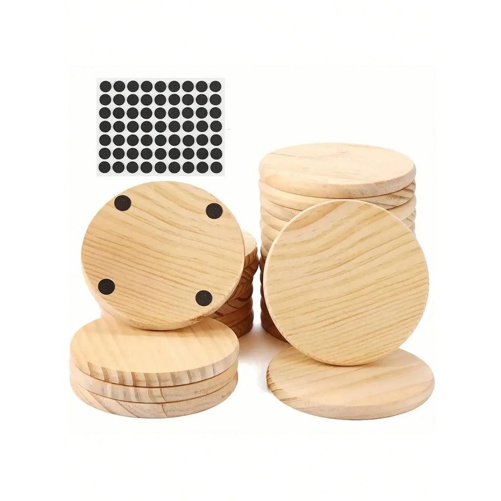 5pcs Unfinished Wood CoastersWood Slices For Nature Crafts And Wedding Decoration Blank Coasters Wood Kit For DIY Art Painting