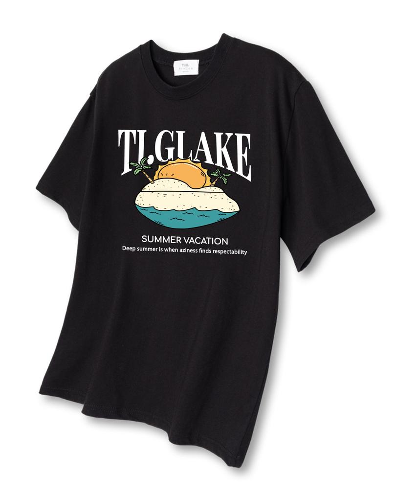 TI.GLAKE Sun Beach Oversized Short Sleeve T-Shirt Black
