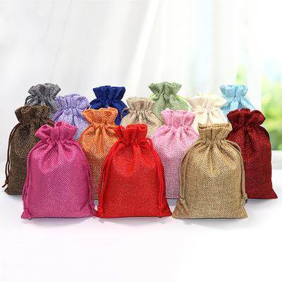 10pcs Vintage Style Handmade Color Natural Burlap Linen Jewelry Travel Storage Pouch Mini Candy Jute Packing Bags for Gift Bag