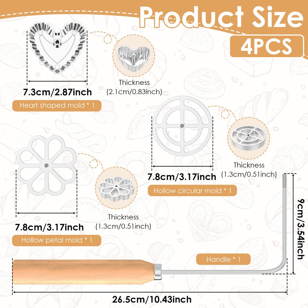 Waffel-Rosetten-Maker Formen Bunuelos-Form mit Griff Gebäckwerkzeuge Achappam Keks-Maker Back-Kochwerkzeug Küchenzubehör