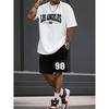 Printed T-Shirt and Shorts Set Adult Sports Casual