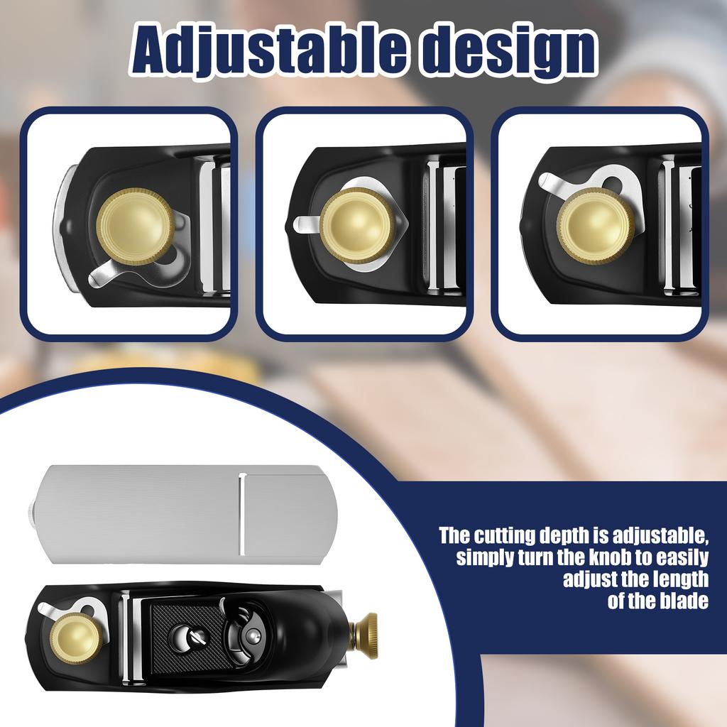 Wood Planer Carbon Steel Mini Hand Planer with Adjustable Cutting Depth Design Universal Woodworking Tool for Trimming Polishing