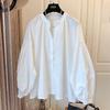 Spring and Autumn new women's clothing retro pleated bubble sleeves loose shirt clothes women's chic shirt