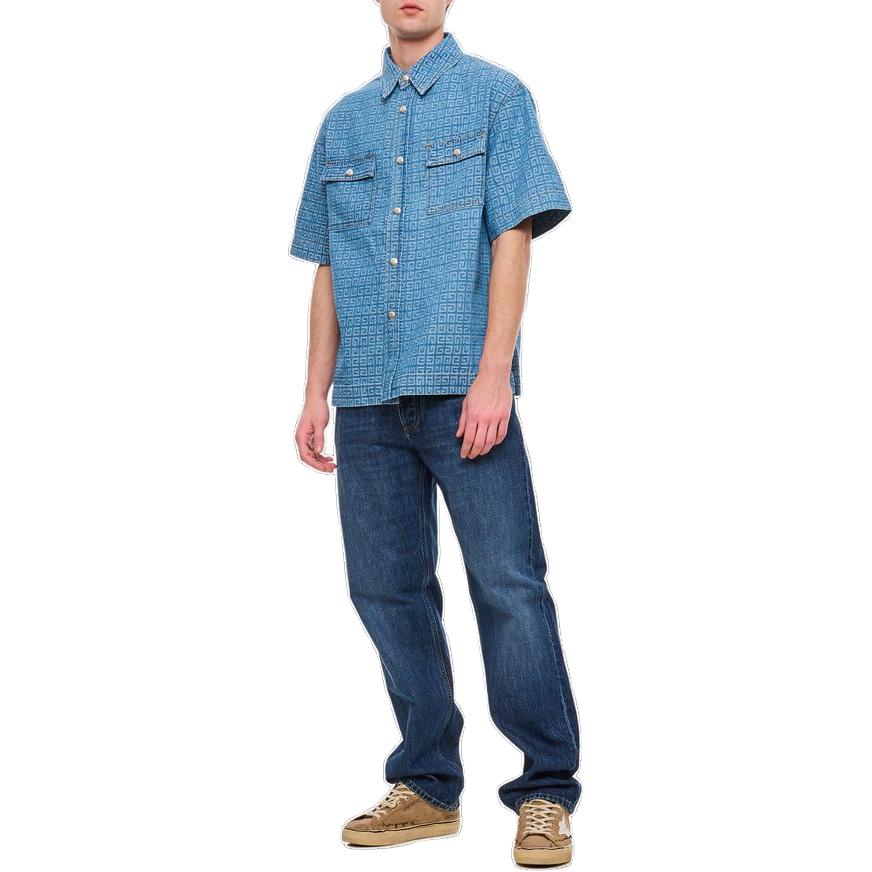 Givenchy Short Sleeve Boxy Fit Denim Shirt BM60WZ50P9-452