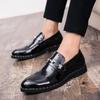 Men's Fashion Rivet Pointed Toe Leather Slip-On Loafers - Large Size Formal & Casual Black Shoes