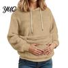 Casual Pet Lover Clothing Winter Pouch Hoodie, Women Fleece Sweatshirt with Large Front Pocket, Cat Long Sleeve Pullover Tops for Carrying Cats