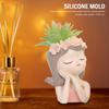 Silicone Flower Pot Mould Non-Toxic Cute Girl Plaster Candle Mould Tasteless Soft  for Abstract Architectural Decorations
