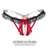 Pearl Massage Open Crotch Lace Thong - Kusząca Hollow Transparent Stretch Bielizna dla Kobiet 2167