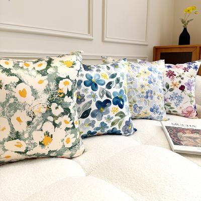 Leichter Luxus Imitatseide Blumenkissen Digitaldruck Europäischer Stil Kissenbezug Wohnzimmer Sofa Dekokissen