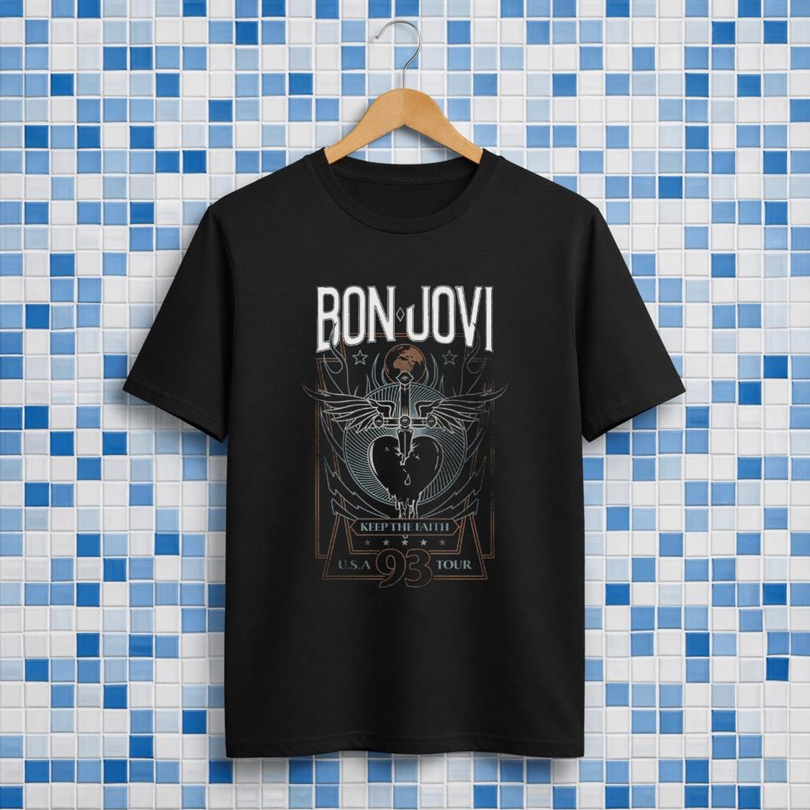 Bon Jovi Keep Faith Premium Ultra Cotton Black T-Shirt M