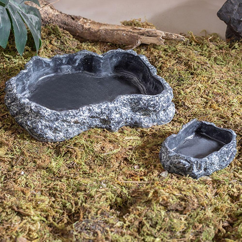 Anti-slip Climbing Pet Food Bowl Realistic Stone Reptile Food Bowl Mini Pet Water Dish Gecko