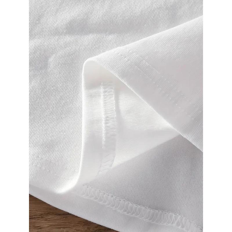 European Size Women's casual short-sleeved T-shirt-bee flower print round neck top spring and summer fashion white with yellow and blue embellishment